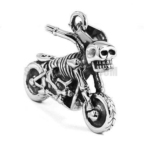 Vintage Gothic Motor Biker Skull Pendant Skull Bone Pendant Ghost Rider Pendant SWP0397 - Click Image to Close